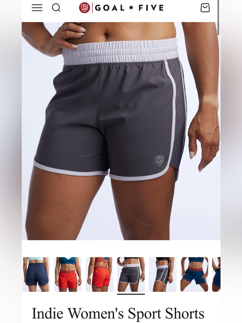Goal Five Indie Women's Athletic Shorts — Gray with White Trim